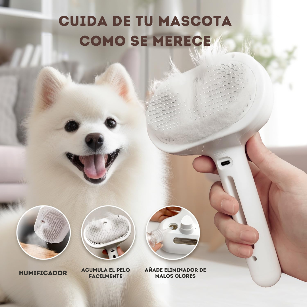 Cepillo para mascotas humificador y extraible